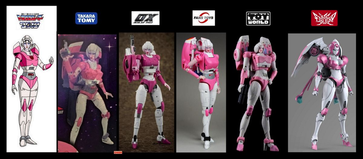 Takara TOMY MP-51 Arcee Compared with Ocular Max, Fanstoys
